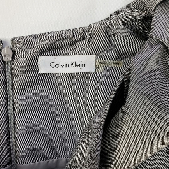 Calvin Klein Silver Grey Ruffle Shoulder Dress 2 - Picture 5 of 14